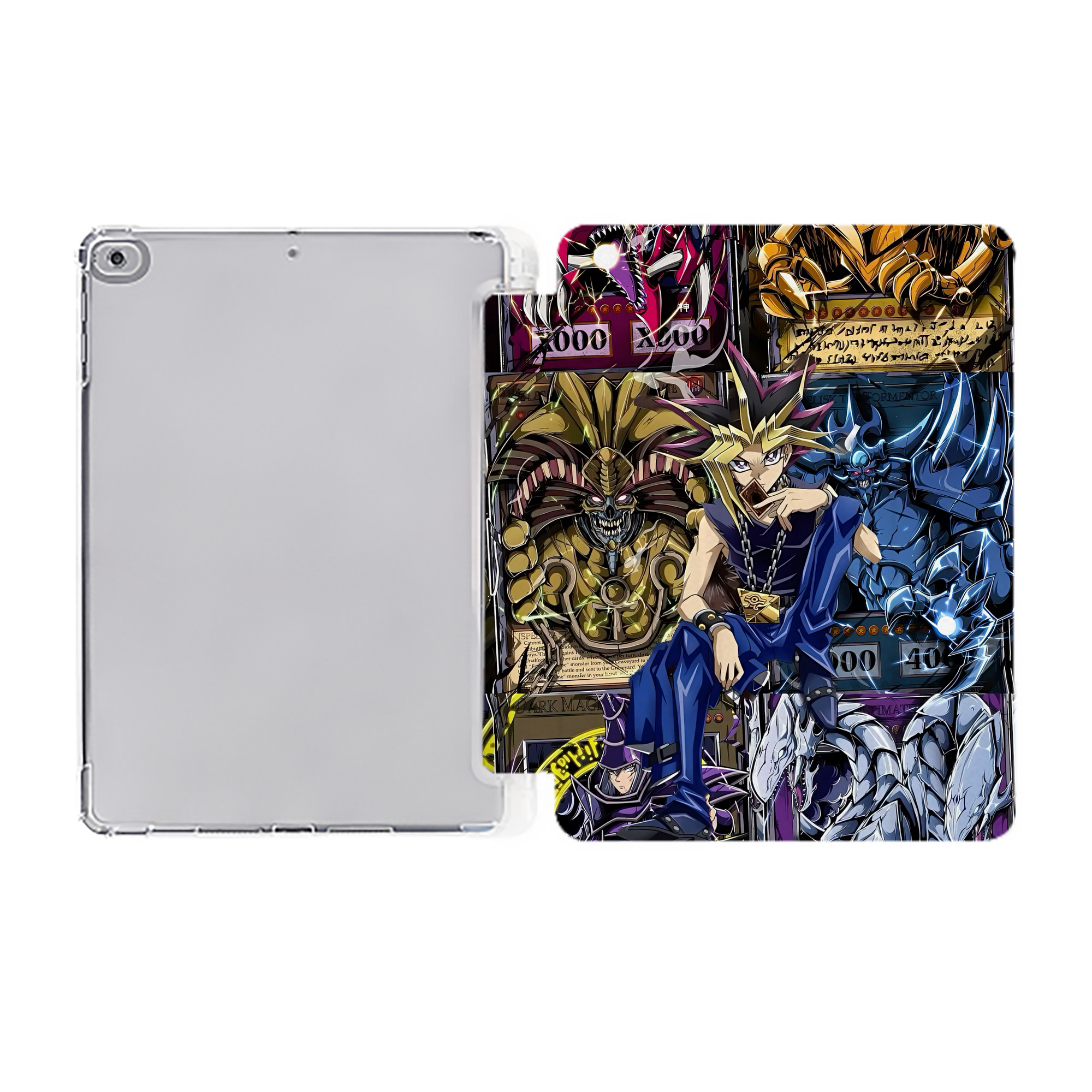 （画像用） 遊☆戯☆王 Yu-Gi-Oh! IPad ケース ペン収納付き 三つ折りスタンド PUレザー×シリコン 対応機種9.5/10.5/10.9インチ